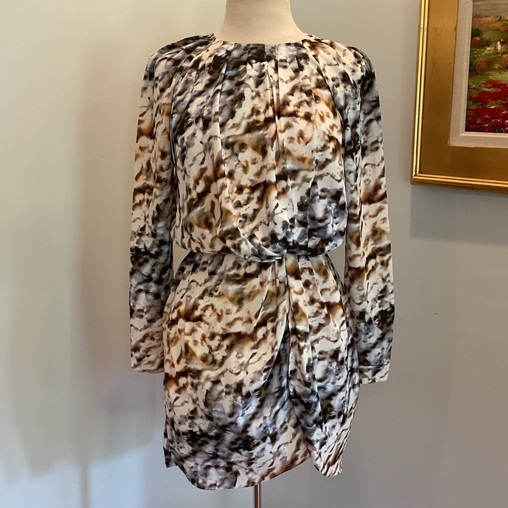 Sheike Abstract Print Long Sleeve Wrap‎ Mini Dress